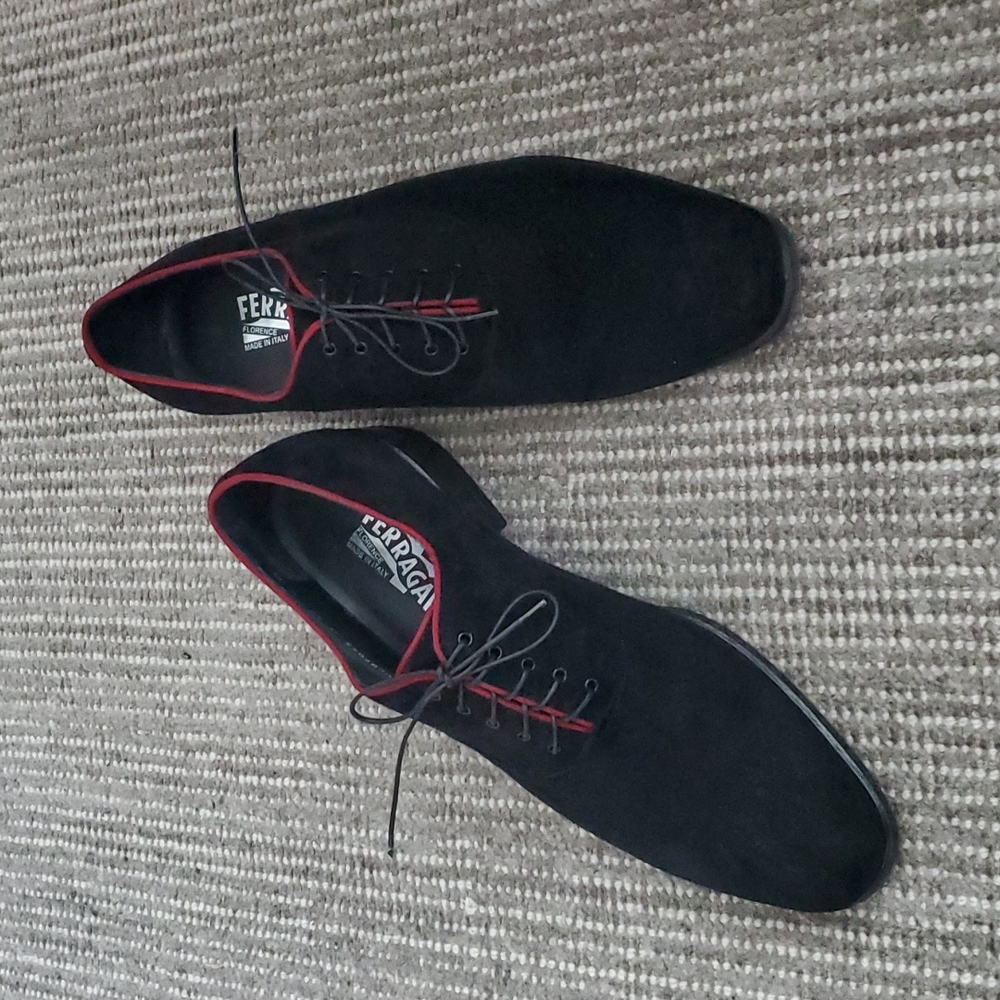 Men's Ferragamo Black Suede Shoes